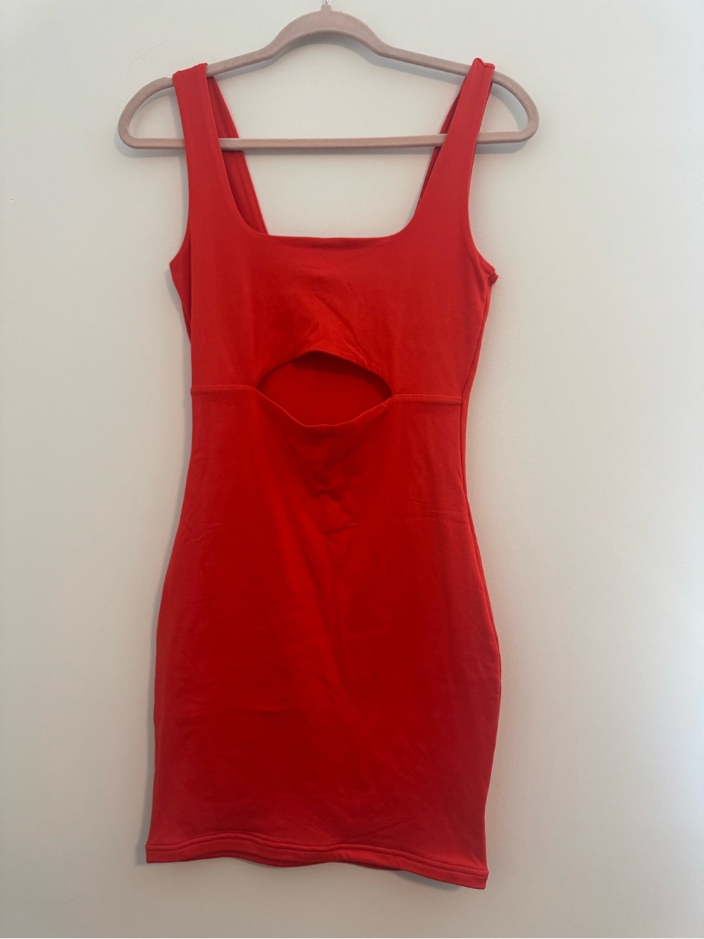 Charolette Ruse Vibrant Red Orange Cutout Bodycon Dress